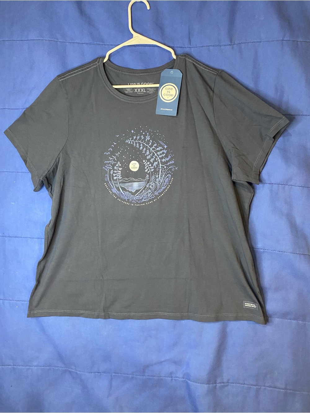Life Is Good Women's Short Sleeve Tee - navy with Blue Graphic